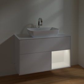 Тумба под раковину Villeroy & Boch Finion 100х50,1 см с подсветкой МДФ глянцевый белый лак/стекло белое матовое F781MTGF