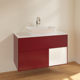 Тумба под раковину Villeroy & Boch Finion 100х50,1 см с подсветкой МДФ пион матовый лак/стекло белое матовое F781MTHB