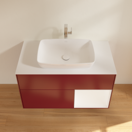 Тумба под раковину Villeroy & Boch Finion 100х50,1 см с подсветкой МДФ пион матовый лак/стекло белое матовое F781MTHB