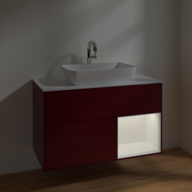 Тумба под раковину Villeroy & Boch Finion 100х50,1 см с подсветкой МДФ пион матовый лак/стекло белое матовое F781MTHB