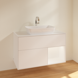 Тумба под раковину Villeroy & Boch Finion 100х50,1 см с подсветкой МДФ белый матовый лак/стекло белое матовое F781MTMT