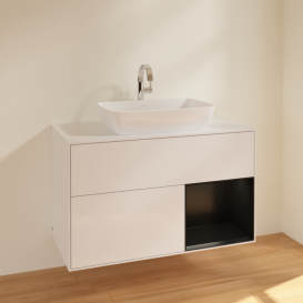 Тумба під раковину Villeroy & Boch Finion 100х50,1 см з підсвіткою МДФ білий глянцевий лак/скло біле матове F781PDGF