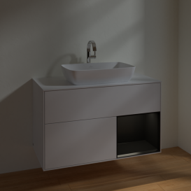 Тумба под раковину Villeroy & Boch Finion 100х50,1 см с подсветкой МДФ глянцевый белый лак/стекло белое матовое F781PDGF