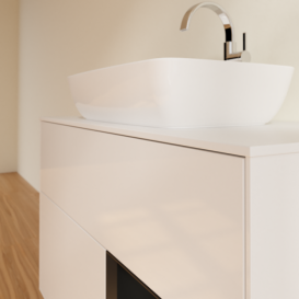 Тумба под раковину Villeroy & Boch Finion 100х50,1 см с подсветкой МДФ глянцевый белый лак/стекло белое матовое F781PDGF