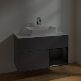 Тумба под раковину Villeroy & Boch Finion 100х50,1 см с подсветкой МДФ антрацит матовый лак/стекло белое матовое F781PDGK