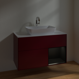 Тумба под раковину Villeroy & Boch Finion 100х50,1 см с подсветкой МДФ пион матовый лак/стекло белое матовое F781PDHB