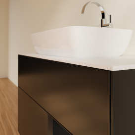 Тумба под раковину Villeroy & Boch Finion 100х50,1 см с подсветкой МДФ черный матовый лак/стекло белое матовое F781PDPD