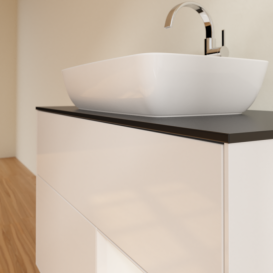 Тумба под раковину Villeroy & Boch Finion 100х50,1 см с подсветкой МДФ глянцевый белый лак/стекло черное матовое F782GFGF