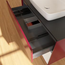 Тумба под раковину Villeroy & Boch Finion 100х50,1 см с подсветкой МДФ пион матовый лак/стекло черное матовое F782GFHB