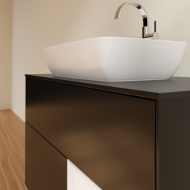 Тумба под раковину Villeroy & Boch Finion 100х50,1 см с подсветкой МДФ черный матовый лак/стекло черное матовое F782GFPD