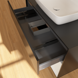 Тумба под раковину Villeroy & Boch Finion 100х50,1 см с подсветкой МДФ черный матовый лак/стекло черное матовое F782GFPD