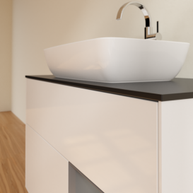 Тумба под раковину Villeroy & Boch Finion 100х50,1 см с подсветкой МДФ глянцевый белый лак/стекло черное матовое F782GKGF