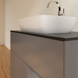 Тумба под раковину Villeroy & Boch Finion 100х50,1 см с подсветкой МДФ антрацит матовый лак/стекло черное матовое F782GKGK