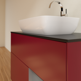 Тумба під раковину Villeroy & Boch Finion 100х50,1 см з підсвічуванням МДФ півонія матовий лак/скло чорне матове F782GKHB