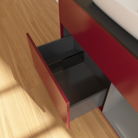 Тумба під раковину Villeroy & Boch Finion 100х50,1 см з підсвічуванням МДФ півонія матовий лак/скло чорне матове F782GKHB