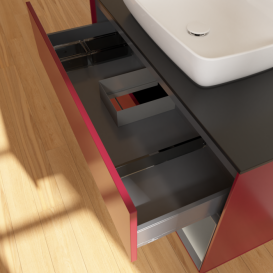 Тумба під раковину Villeroy & Boch Finion 100х50,1 см з підсвічуванням МДФ півонія матовий лак/скло чорне матове F782GKHB