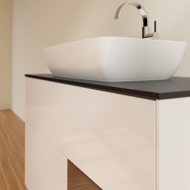 Тумба под раковину Villeroy & Boch Finion 100х50,1 см с подсветкой МДФ глянцевый белый лак/стекло черное матовое F782GNGF