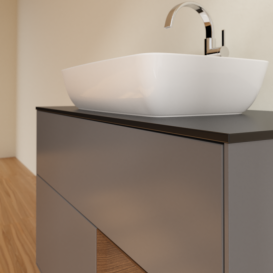 Тумба под раковину Villeroy & Boch Finion 100х50,1 см с подсветкой МДФ антрацит матовый лак/стекло черное матовое F782GNGK