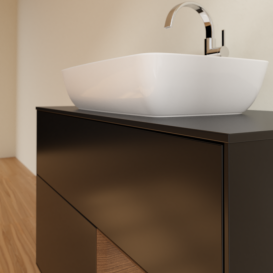 Тумба под раковину Villeroy & Boch Finion 100х50,1 см с подсветкой МДФ черный матовый лак/стекло черное матовое F782GNPD