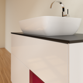 Тумба под раковину Villeroy & Boch Finion 100х50,1 см с подсветкой МДФ глянцевый белый лак/стекло черное матовое F782HBGF