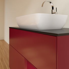 Тумба под раковину Villeroy & Boch Finion 100х50,1 см с подсветкой МДФ пион матовый лак/стекло черное матовое F782HBHB