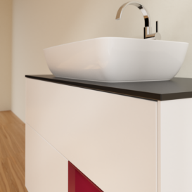 Тумба под раковину Villeroy & Boch Finion 100х50,1 см с подсветкой МДФ белый матовый лак/стекло черное матовое F782HBMT