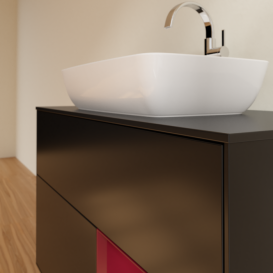 Тумба под раковину Villeroy & Boch Finion 100х50,1 см с подсветкой МДФ черный матовый лак/стекло черное матовое F782HBPD