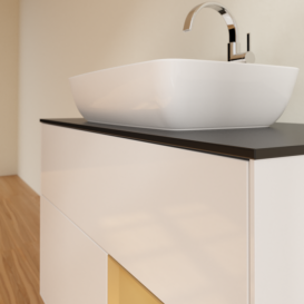 Тумба под раковину Villeroy & Boch Finion 100х50,1 см с подсветкой МДФ глянцевый белый лак/стекло черное матовое F782HFGF