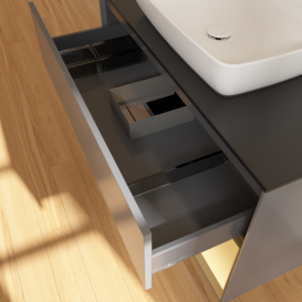 Тумба под раковину Villeroy & Boch Finion 100х50,1 см с подсветкой МДФ антрацит матовый лак/стекло черное матовое F782HFGK