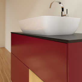 Тумба под раковину Villeroy & Boch Finion 100х50,1 см с подсветкой МДФ пион матовый лак/стекло черное матовое F782HFHB