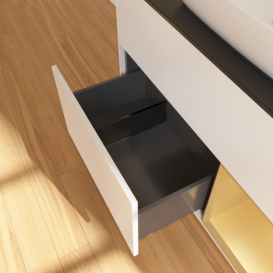 Тумба под раковину Villeroy & Boch Finion 100х50,1 см с подсветкой МДФ белый матовый лак/стекло черное матовое F782HFMT