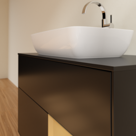 Тумба под раковину Villeroy & Boch Finion 100х50,1 см с подсветкой МДФ черный матовый лак/стекло черное матовое F782HFPD