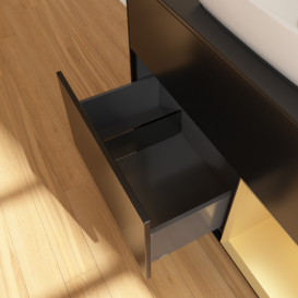 Тумба под раковину Villeroy & Boch Finion 100х50,1 см с подсветкой МДФ черный матовый лак/стекло черное матовое F782HFPD