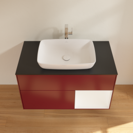 Тумба под раковину Villeroy & Boch Finion 100х50,1 см с подсветкой МДФ пион матовый лак/стекло черное матовое F782MTHB