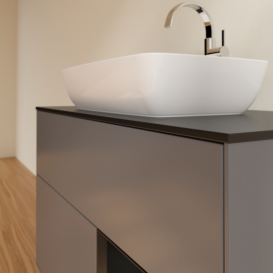 Тумба под раковину Villeroy & Boch Finion 100х50,1 см с подсветкой МДФ антрацит матовый лак/стекло черное матовое F782PDGK