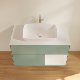 Тумба под раковину Villeroy & Boch Finion 100х50,1 см с подсветкой МДФ оливковый матовый лак/стекло белое матовое F781GFGM