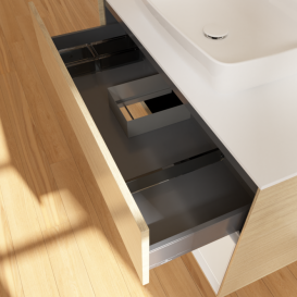 Тумба под раковину Villeroy & Boch Finion 100х50,1 см с подсветкой МДФ шпон дуба/стекло белое матовое F781GFPC