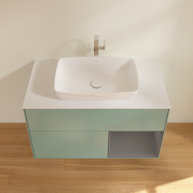 Тумба под раковину Villeroy & Boch Finion 100х50,1 см с подсветкой МДФ оливковый матовый лак/стекло белое матовое F781GKGM