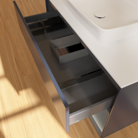 Тумба под раковину Villeroy & Boch Finion 100х50,1 см с подсветкой МДФ темно-синий матовый лак/стекло белое матовое F781GKHG