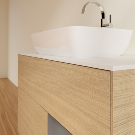 Тумба под раковину Villeroy & Boch Finion 100х50,1 см с подсветкой МДФ шпон дуба/стекло белое матовое F781GKPC