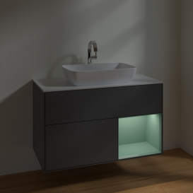 Тумба под раковину Villeroy & Boch Finion 100х50,1 см с подсветкой МДФ антрацит матовый лак/стекло белое матовое F781GMGK