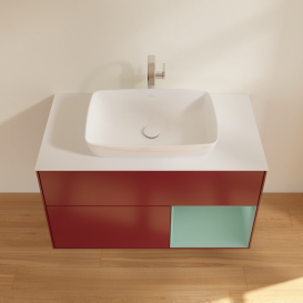 Тумба под раковину Villeroy & Boch Finion 100х50,1 см с подсветкой МДФ пион матовый лак/стекло белое матовое F781GMHB