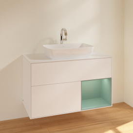 Тумба под раковину Villeroy & Boch Finion 100х50,1 см с подсветкой МДФ белый матовый лак/стекло белое матовое F781GMMT