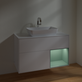 Тумба под раковину Villeroy & Boch Finion 100х50,1 см с подсветкой МДФ белый матовый лак/стекло белое матовое F781GMMT