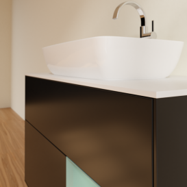 Тумба под раковину Villeroy & Boch Finion 100х50,1 см с подсветкой МДФ черный матовый лак/стекло белое матовое F781GMPD