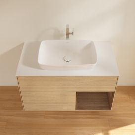 Тумба под раковину Villeroy & Boch Finion 100х50,1 см с подсветкой МДФ шпон дуба/стекло белое матовое F781GNPC