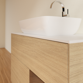 Тумба под раковину Villeroy & Boch Finion 100х50,1 см с подсветкой МДФ шпон дуба/стекло белое матовое F781GNPC