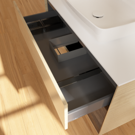 Тумба под раковину Villeroy & Boch Finion 100х50,1 см с подсветкой МДФ шпон дуба/стекло белое матовое F781GNPC