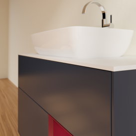 Тумба под раковину Villeroy & Boch Finion 100х50,1 см с подсветкой МДФ темно-синий матовый лак/стекло белое матовое F781HBHG