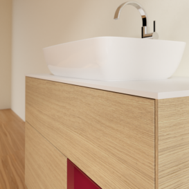 Тумба под раковину Villeroy & Boch Finion 100х50,1 см с подсветкой МДФ шпон дуба/стекло белое матовое F781HBPC